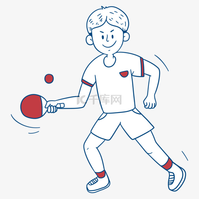 乒乓球运动员卡通涂鸦人物