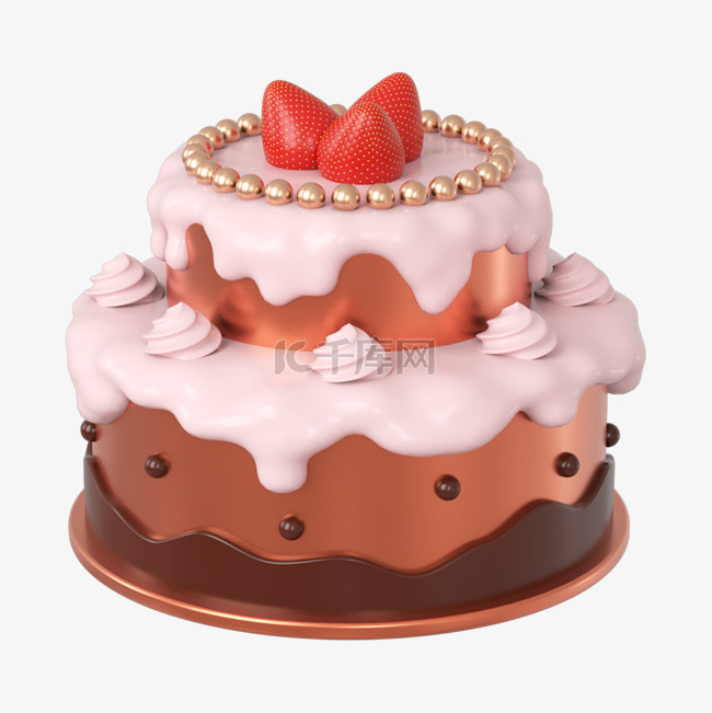 3DC4D立体草莓巧克力蛋糕