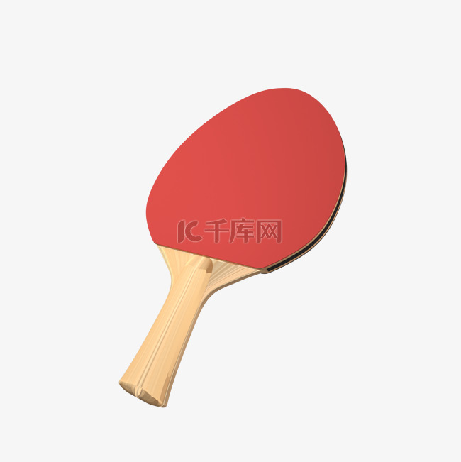C4D红色乒乓球拍模型
