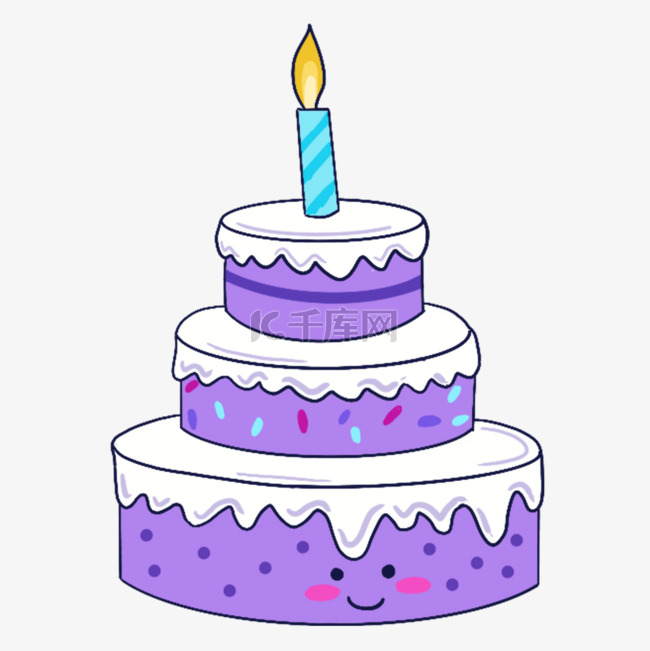 蓝紫色系生日组合三层生日蛋糕