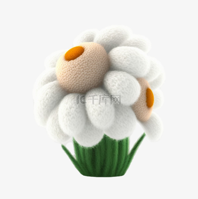 毛线针织花朵白色小雏菊