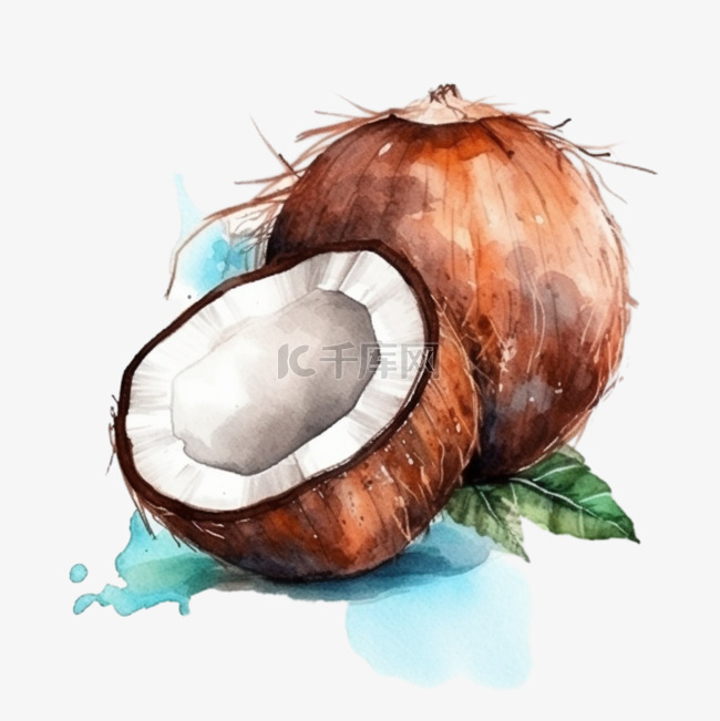 卡通手绘水果椰果椰壳