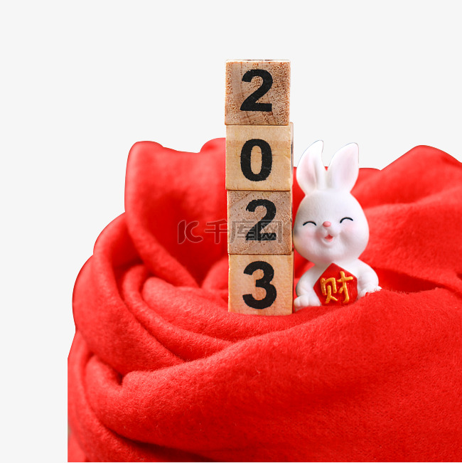 新春2023兔年兔子方块