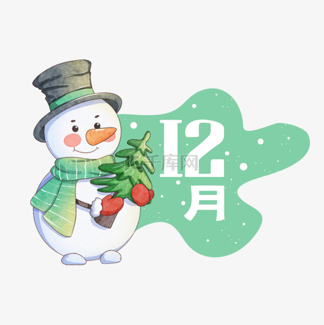 12月圣诞徽标卡通雪人