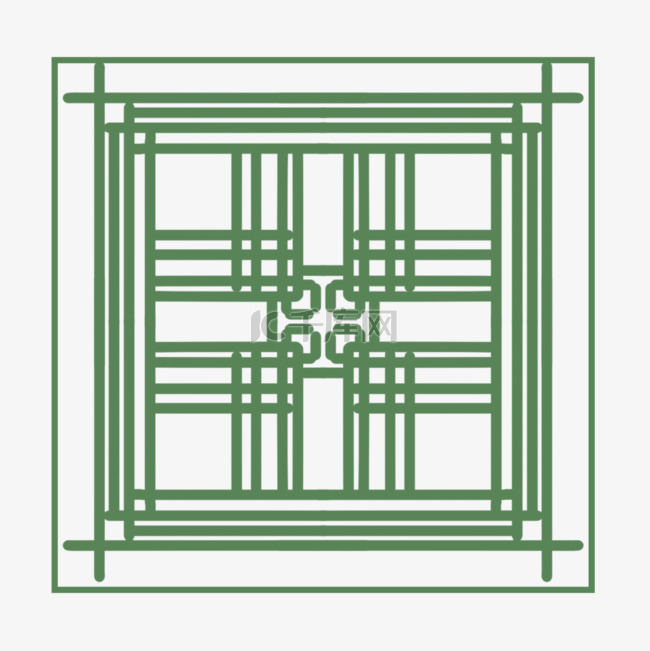 绿色镂空线条传统韩国饰品花纹