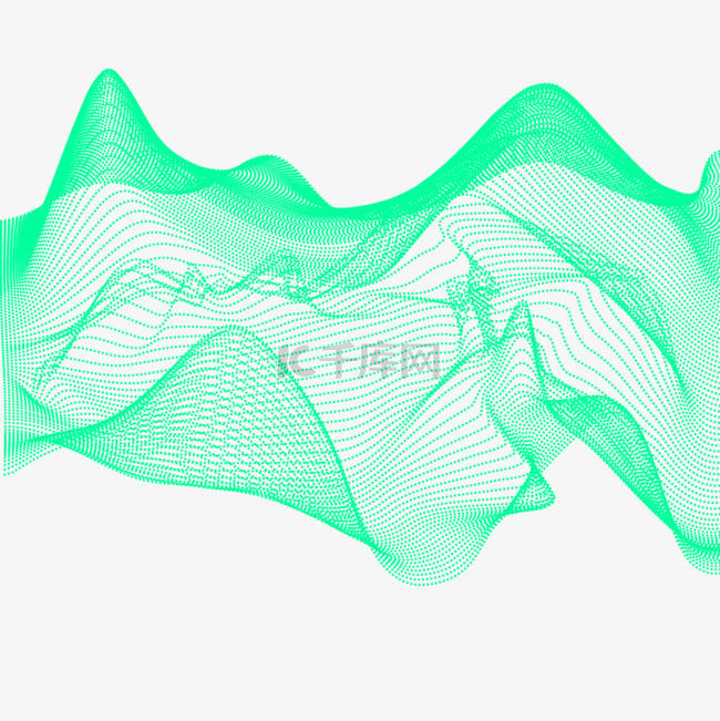 量子科技抽象绿色起伏测量线条