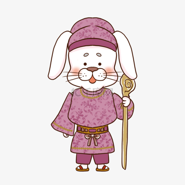 七福神寿老人卡通风格兔子造型