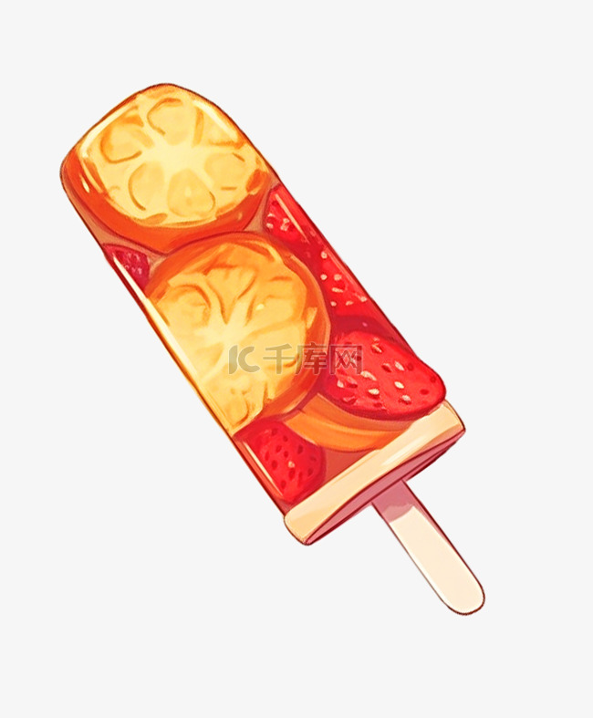 夏日卡通手绘果味冰棍