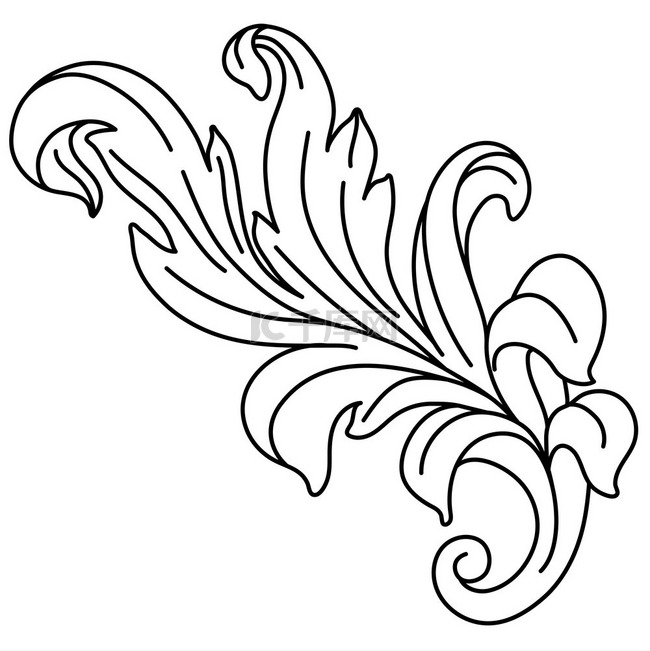 巴洛克风格的装饰花卉元素。