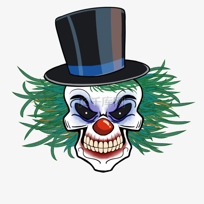 小丑可怕脸礼帽卡通人物