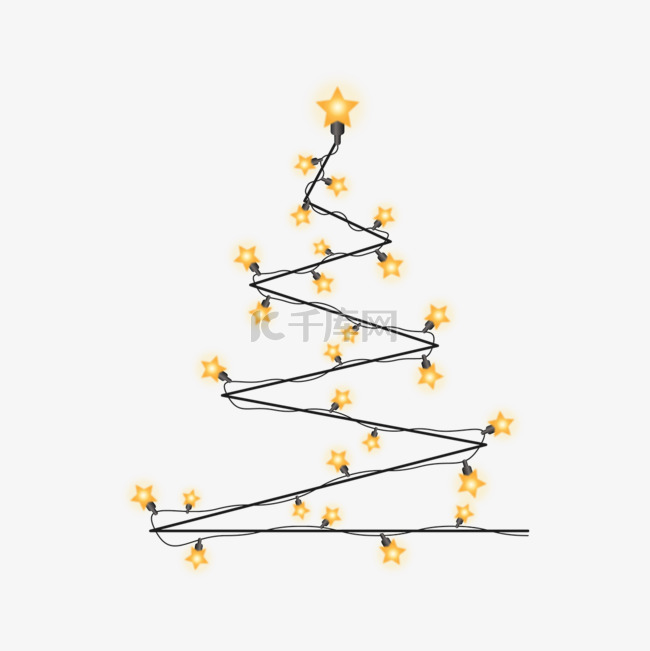 圣诞灯串抽象圣诞树造型