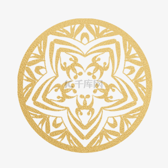 金色五边形传统韩国饰品花纹