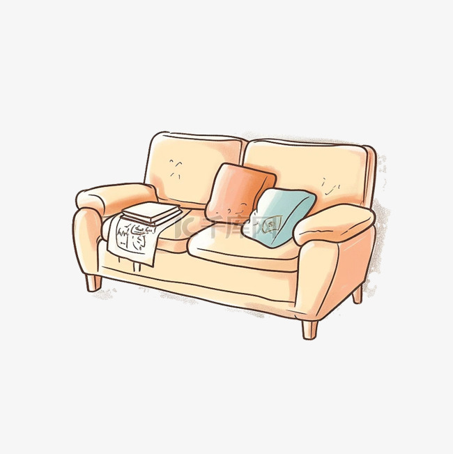 沙发扁平卡通免抠图素材