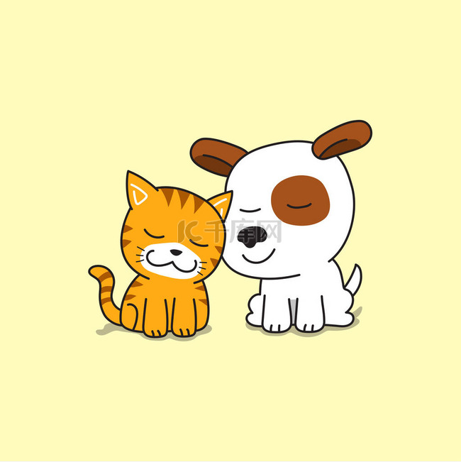 矢量卡通人物可爱的猫和狗的设计