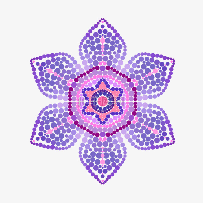 曼陀罗波点紫色花形图案