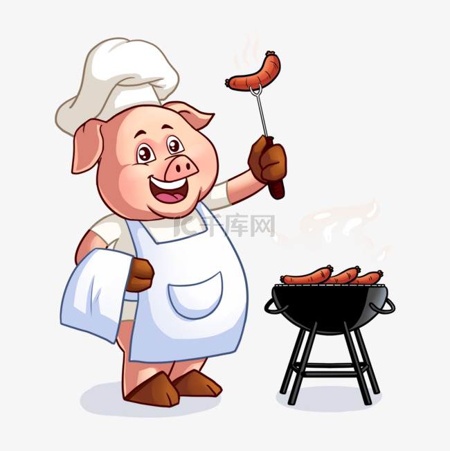 猪厨师烹饪可爱卡通