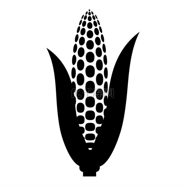 玉米图标黑色矢量插图平面风格简