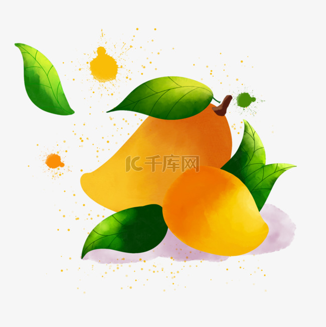 夏季水果水彩芒果