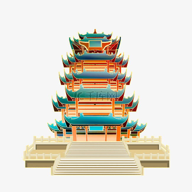 国潮中国风古风建筑高塔