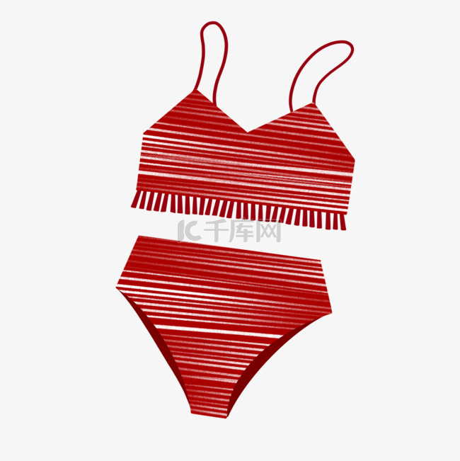 白色条纹针织红色泳装剪贴画