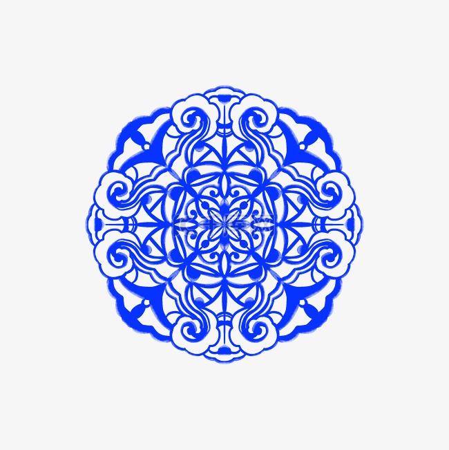 圆形青花瓷花纹装饰