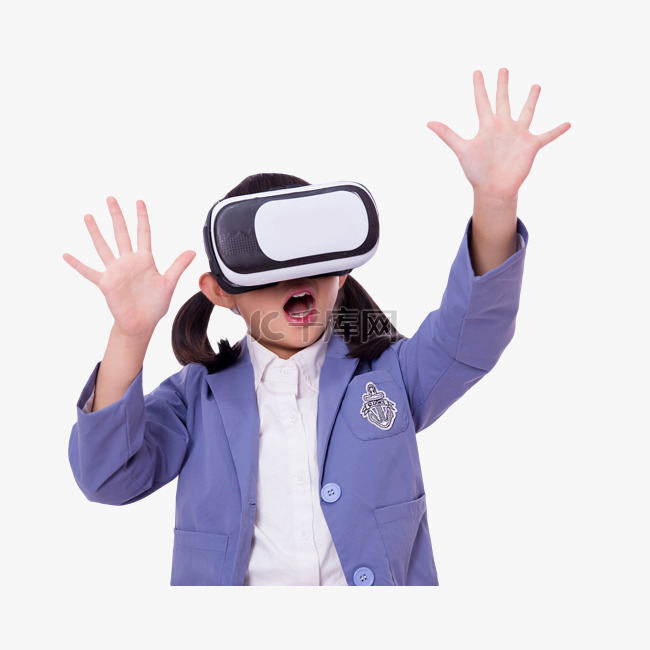 VR体验小女孩眼镜未来科技