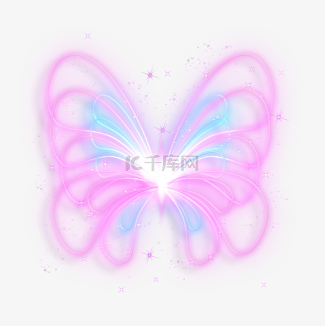 蓝紫色双层线条光效蝴蝶