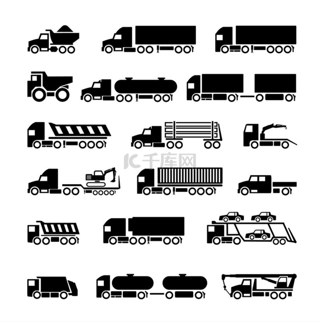 卡车、 拖车和车辆图标集