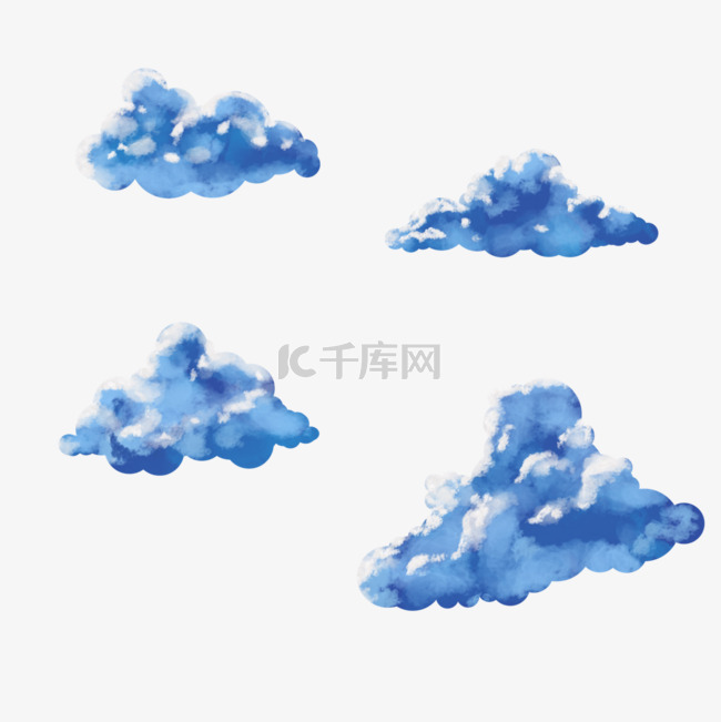 蓝色水彩云朵天空云