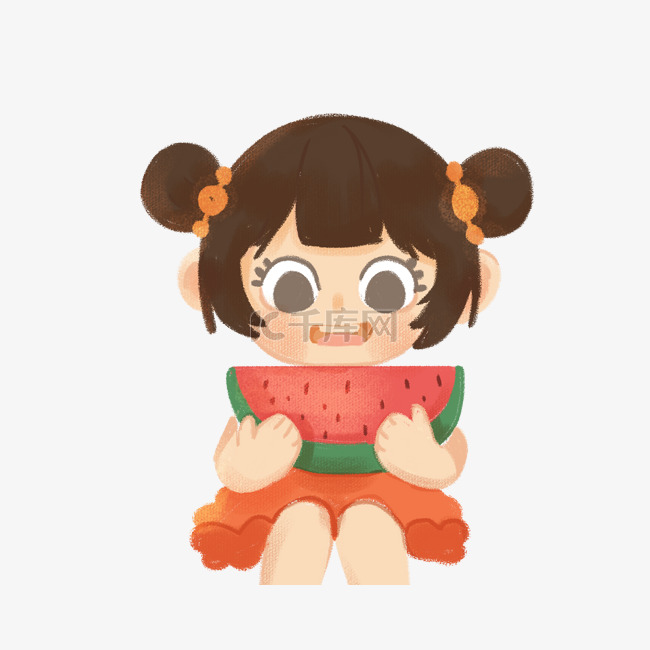 女孩夏季吃西瓜