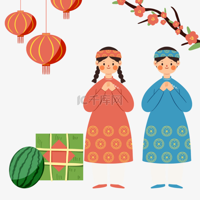 传统越南春节节日人物