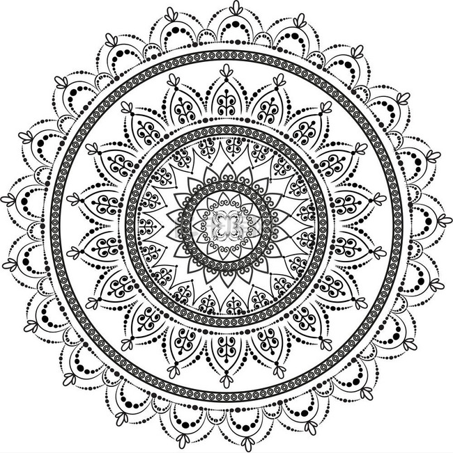 指甲花的曼陀罗形式的圆形图案梅