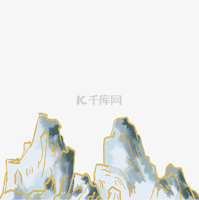 中国风描金烫金房地产假山石头山