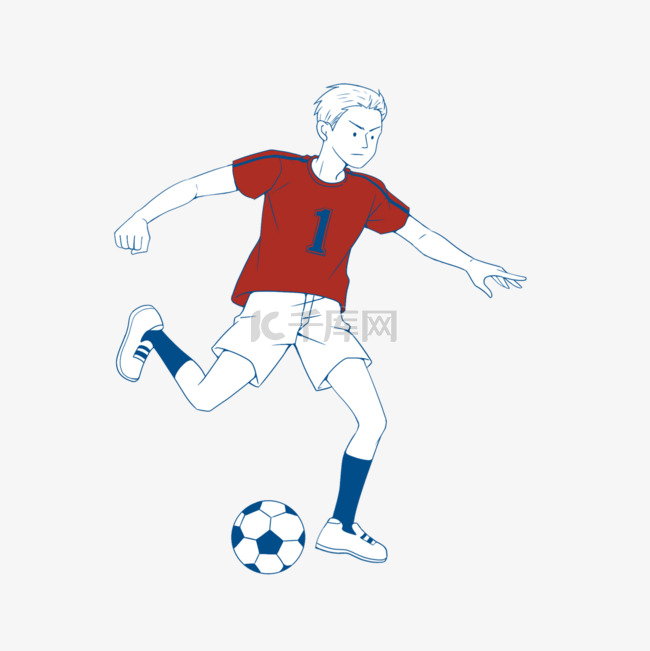 运动员卡通涂鸦足球