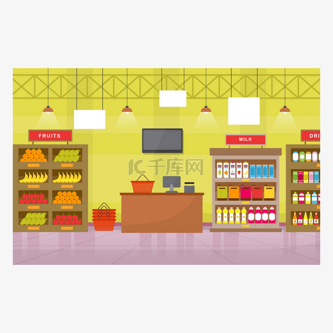 超级市场货架商店零售店内置单位