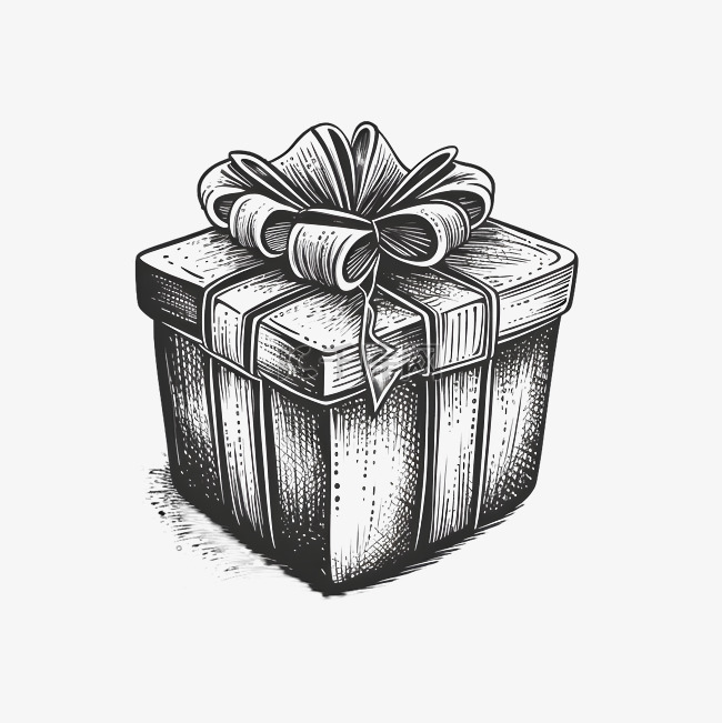 黑白美观礼品盒线条插画