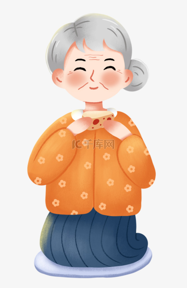 重阳节老奶奶吃重阳糕