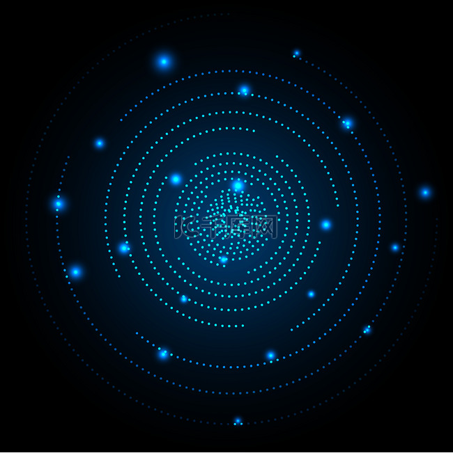 圆形科技灯光隧道蓝色炫酷未来粒