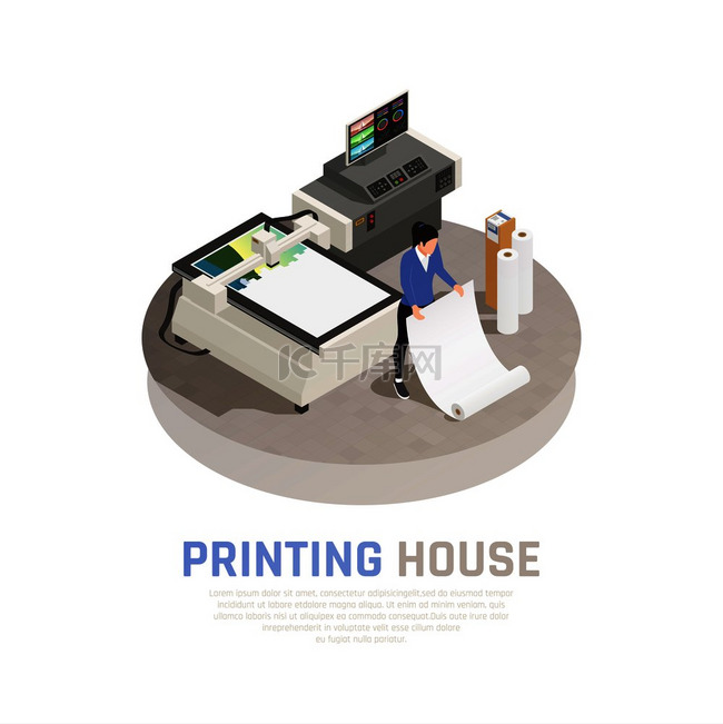 彩色和等距印刷厂印刷组合与印刷