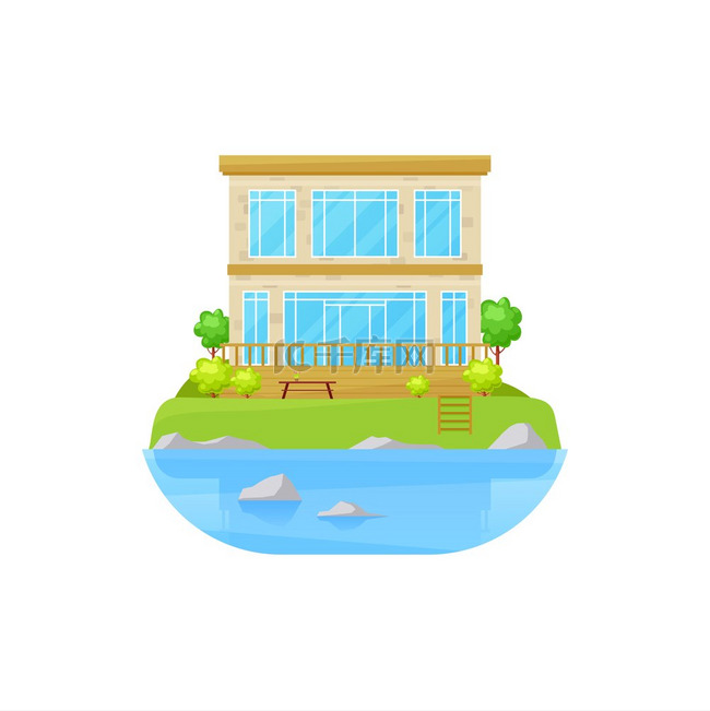 湖上的房子，水上的别墅豪宅，海