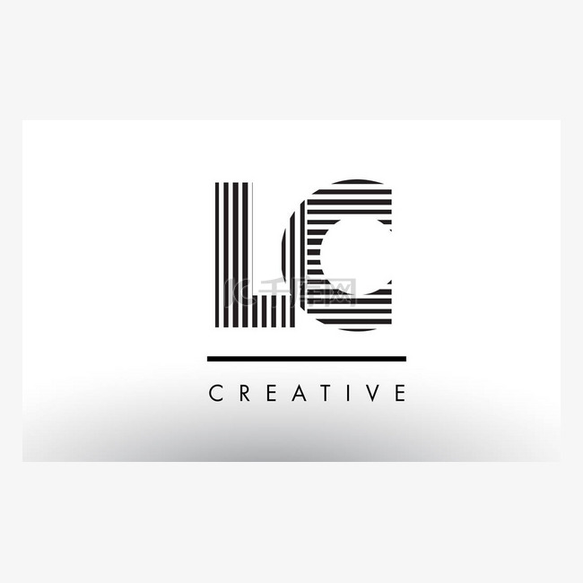 LC L C Black and White Lines Letter Logo Design.素材图片免费下载-千库网