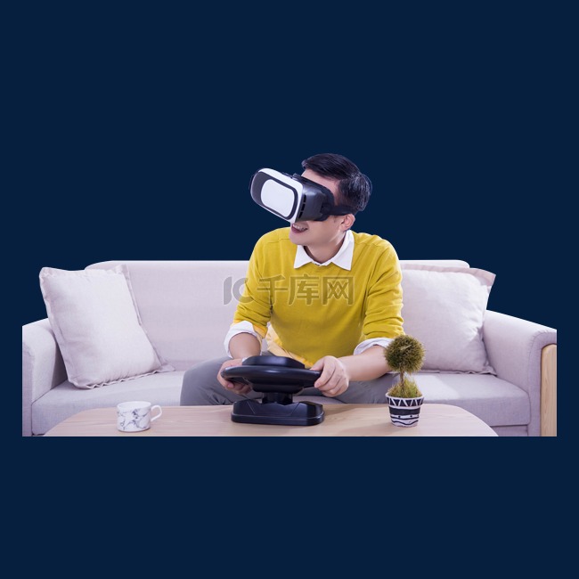 VR眼镜科技虚拟男士手拿游戏手柄