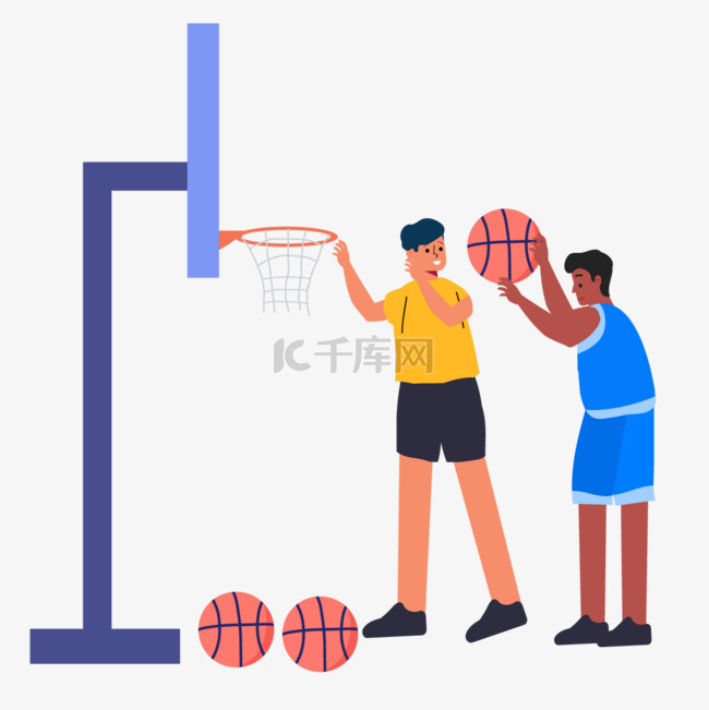 练习篮球投篮运动人物插画