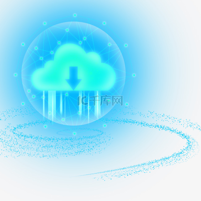 抽象光效科技蓝色圆环云朵箭头