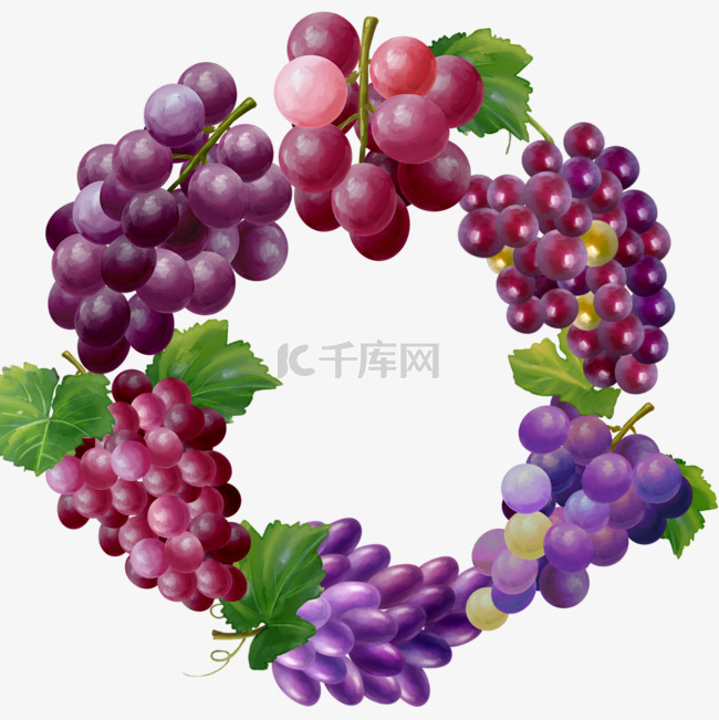 水果葡萄水彩边框