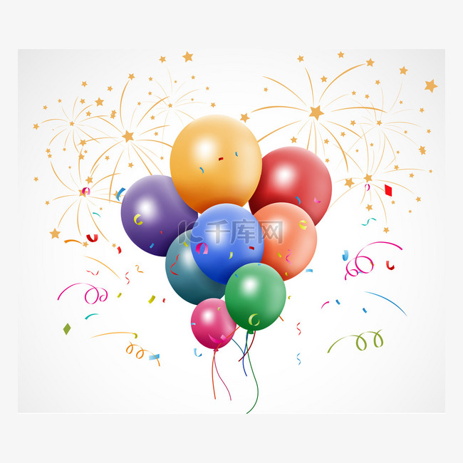 五彩气球与烟花的生日
