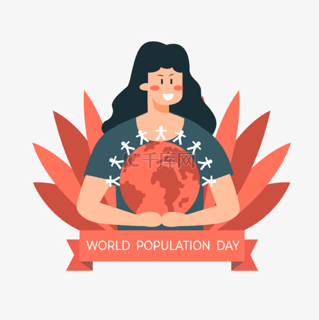 世界人口日手捧地球的女人概念插
