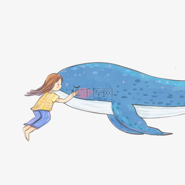 世界海洋日之女孩与鲸鱼
