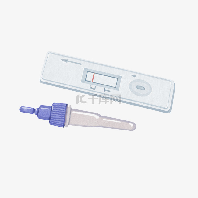 手绘水彩新冠抗原自测盒手账贴纸