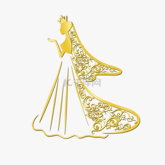 新娘抽象金色婚纱皇冠
